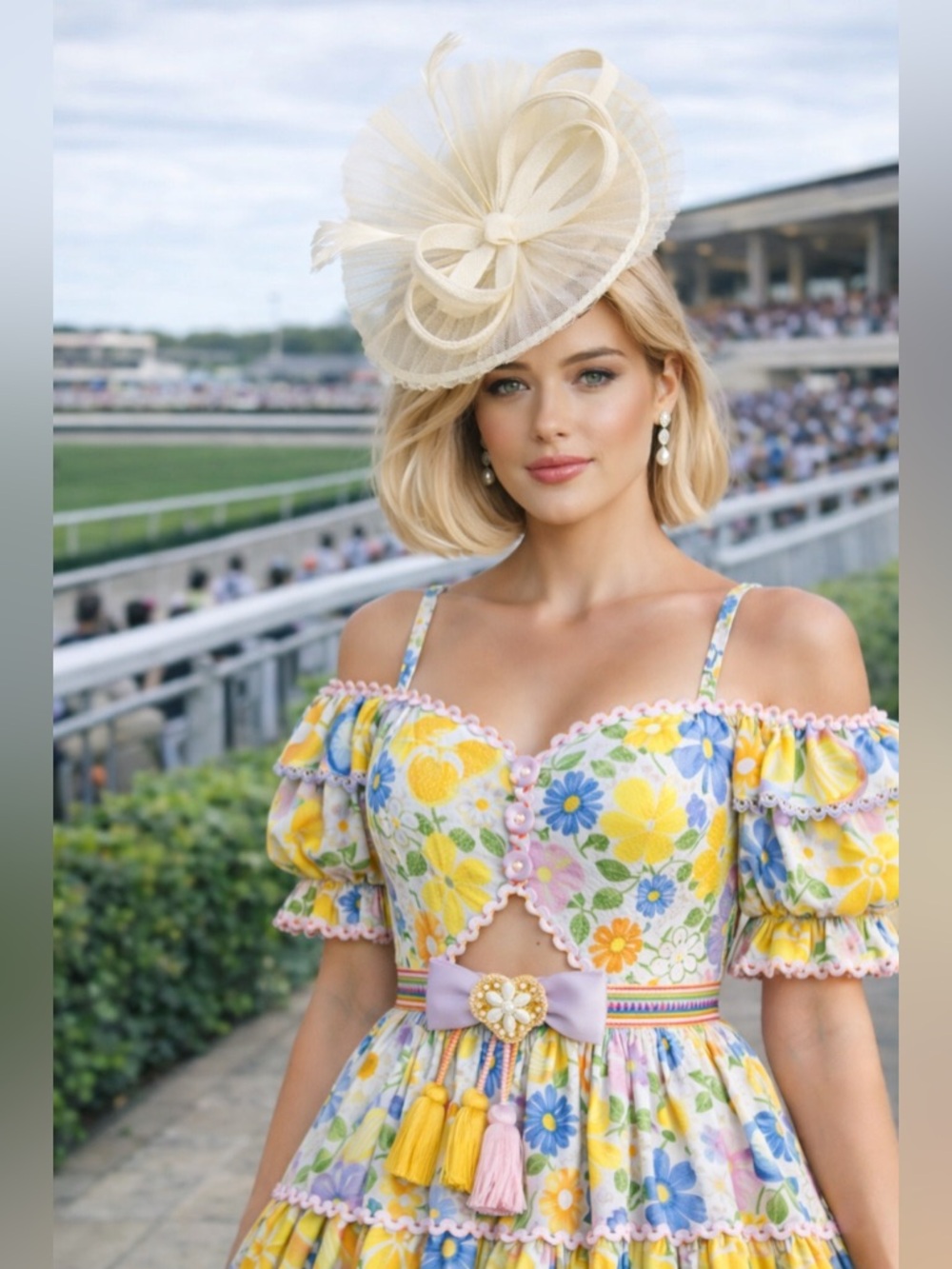 New Kentucky Derby KY Oaks Ivory Cream Fascinator Hat Headwear Tea Church Ascot